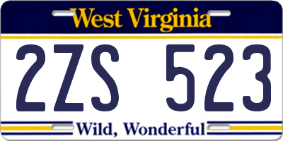 WV license plate 2ZS523
