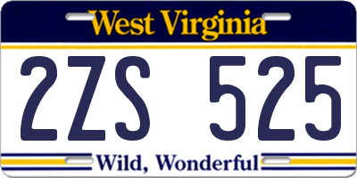 WV license plate 2ZS525