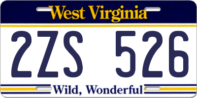 WV license plate 2ZS526