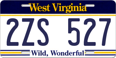 WV license plate 2ZS527