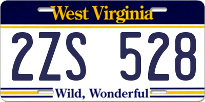 WV license plate 2ZS528
