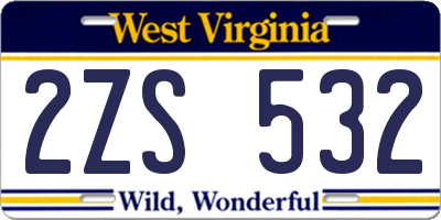 WV license plate 2ZS532
