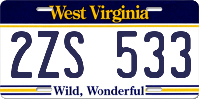 WV license plate 2ZS533