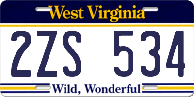 WV license plate 2ZS534