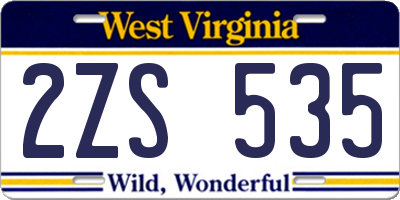 WV license plate 2ZS535