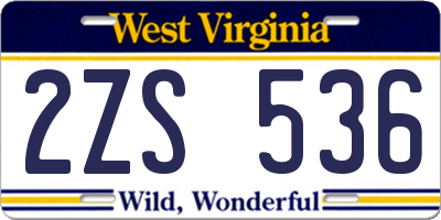 WV license plate 2ZS536