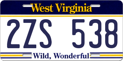 WV license plate 2ZS538