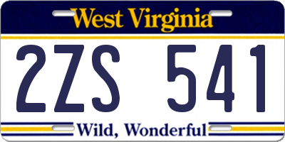 WV license plate 2ZS541
