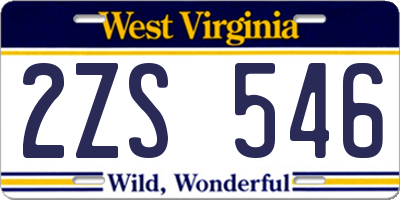 WV license plate 2ZS546