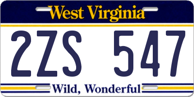 WV license plate 2ZS547