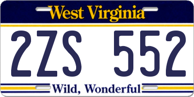 WV license plate 2ZS552