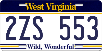 WV license plate 2ZS553