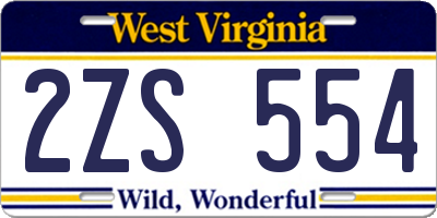 WV license plate 2ZS554