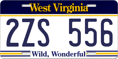 WV license plate 2ZS556