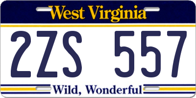 WV license plate 2ZS557