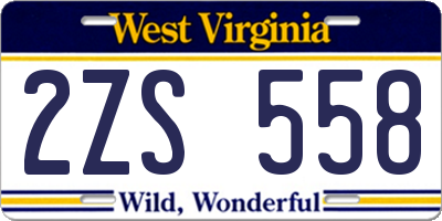 WV license plate 2ZS558