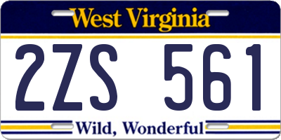 WV license plate 2ZS561