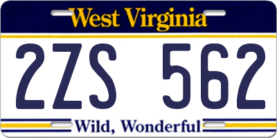 WV license plate 2ZS562