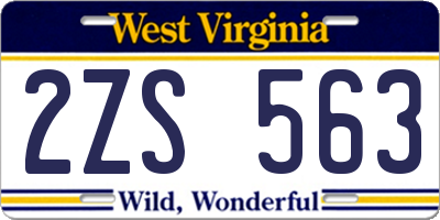 WV license plate 2ZS563