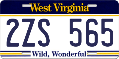 WV license plate 2ZS565