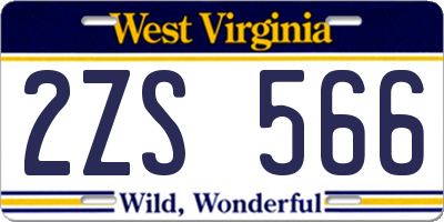 WV license plate 2ZS566