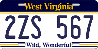 WV license plate 2ZS567