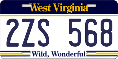 WV license plate 2ZS568
