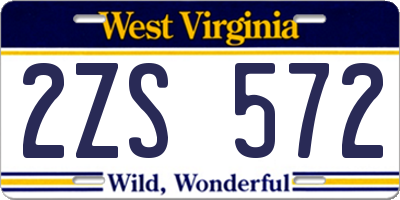 WV license plate 2ZS572