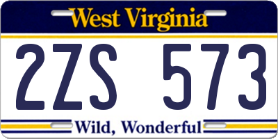 WV license plate 2ZS573