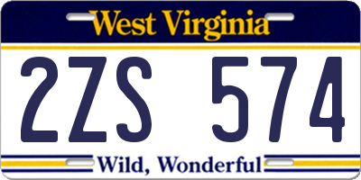 WV license plate 2ZS574