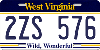 WV license plate 2ZS576