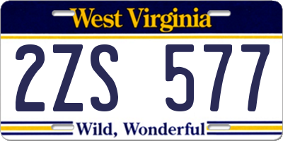 WV license plate 2ZS577