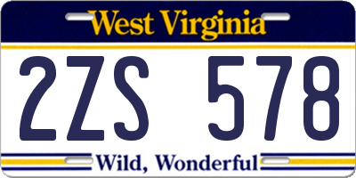 WV license plate 2ZS578