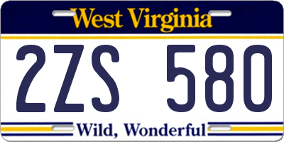 WV license plate 2ZS580