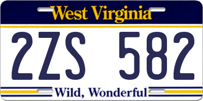 WV license plate 2ZS582