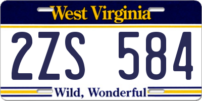 WV license plate 2ZS584