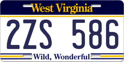 WV license plate 2ZS586