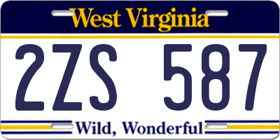 WV license plate 2ZS587
