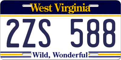 WV license plate 2ZS588