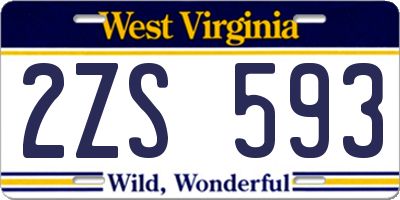 WV license plate 2ZS593
