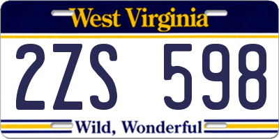 WV license plate 2ZS598
