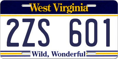 WV license plate 2ZS601
