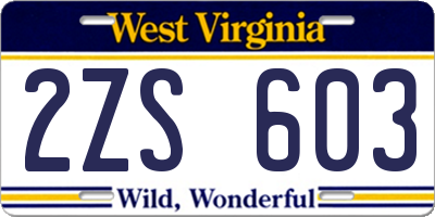WV license plate 2ZS603