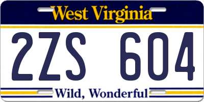 WV license plate 2ZS604