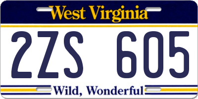 WV license plate 2ZS605