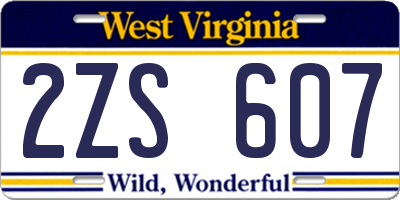WV license plate 2ZS607