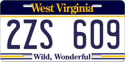 WV license plate 2ZS609