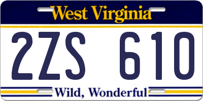 WV license plate 2ZS610
