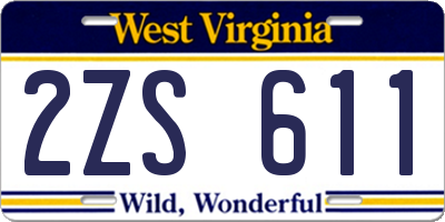 WV license plate 2ZS611