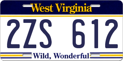 WV license plate 2ZS612